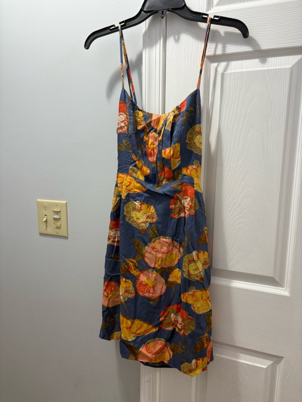 Anthropologie Maeve Silk Peony Slip Dress Open Back Size 6 Bohemian Style